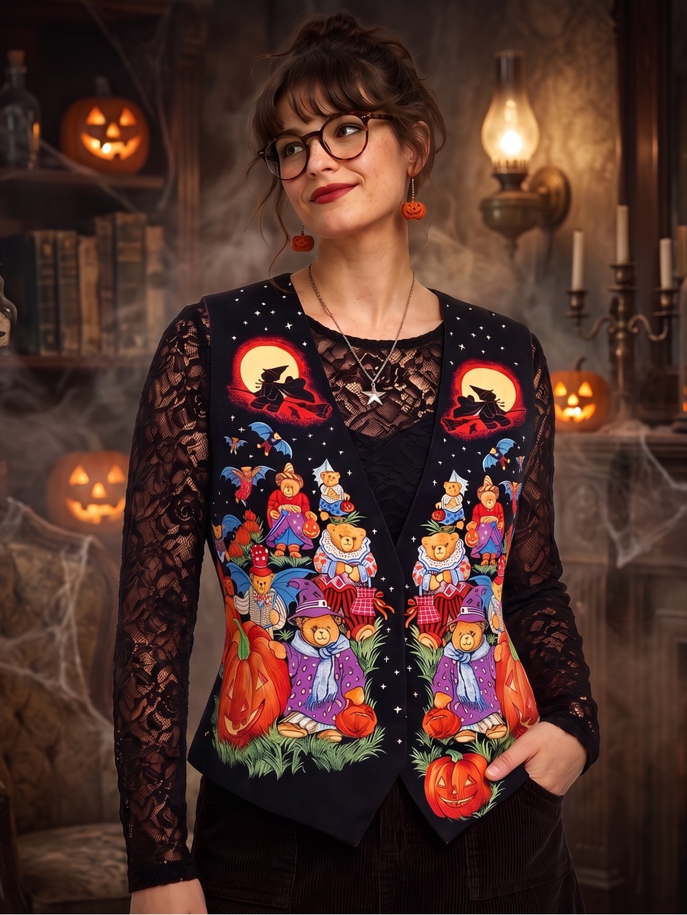 VINTAGE Halloween Bears Vest